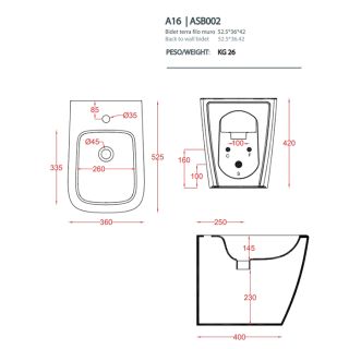 Биде Artceram A16 ASB002 41 00 matera *1 matera